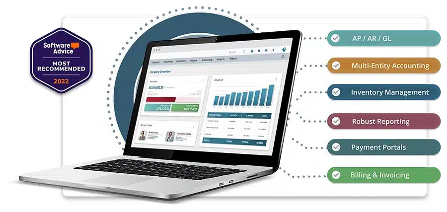Striven Dashboard view with Software Advice Most Recommended award